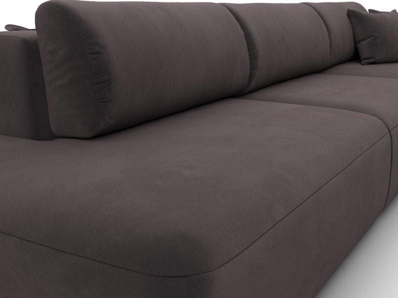 Диван угловой Лига-036 НПБ Модерн Лонг правый угол, Велюр, SEVEN 727 коричневый