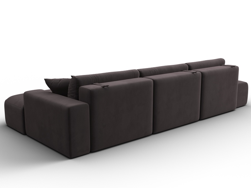 Диван угловой Лига-036 НПБ Модерн Лонг правый угол, Велюр, SEVEN 727 коричневый