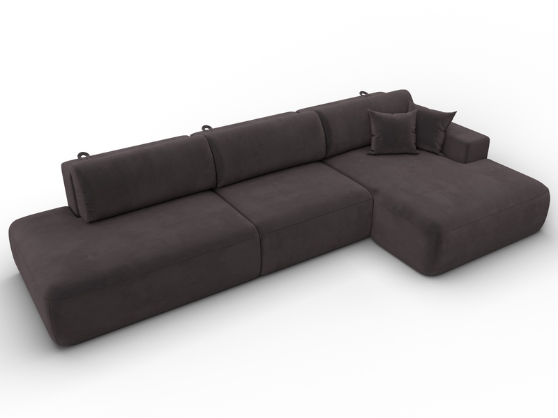 Диван угловой Лига-036 НПБ Модерн Лонг правый угол, Велюр, SEVEN 727 коричневый