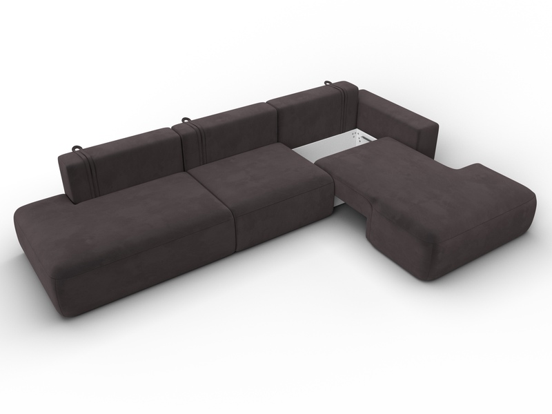 Диван угловой Лига-036 НПБ Модерн Лонг правый угол, Велюр, SEVEN 727 коричневый