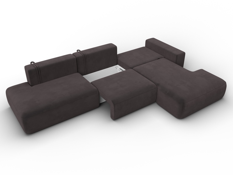 Диван угловой Лига-036 НПБ Модерн Лонг правый угол, Велюр, SEVEN 727 коричневый