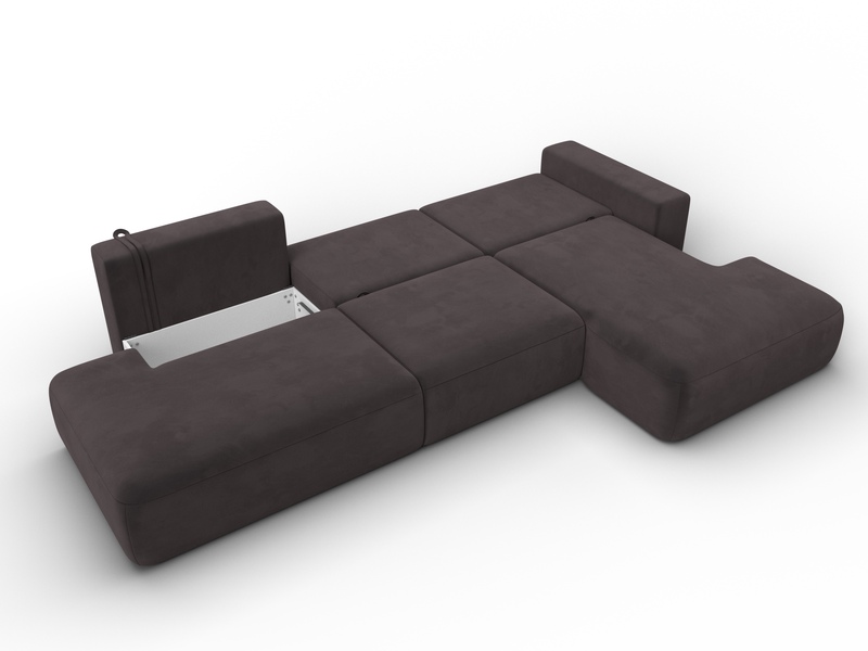 Диван угловой Лига-036 НПБ Модерн Лонг правый угол, Велюр, SEVEN 727 коричневый