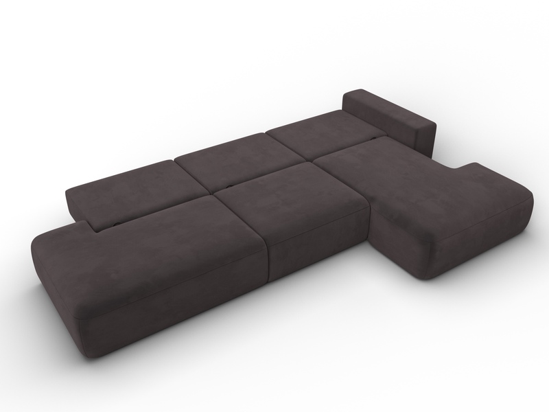 Диван угловой Лига-036 НПБ Модерн Лонг правый угол, Велюр, SEVEN 727 коричневый