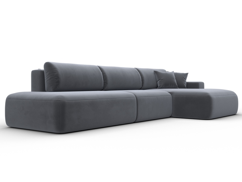 Диван угловой Лига-036 НПБ Модерн Лонг правый угол, Велюр, SEVEN 17 серый