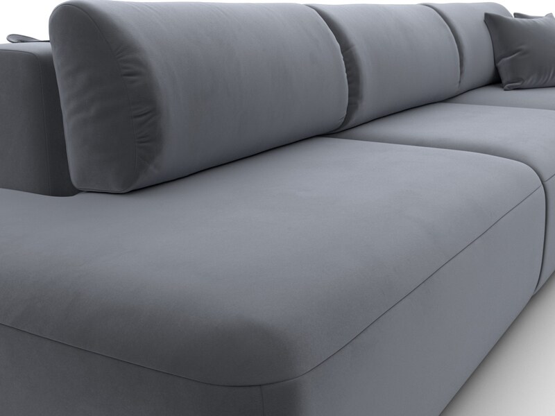 Диван угловой Лига-036 НПБ Модерн Лонг правый угол, Велюр, SEVEN 17 серый