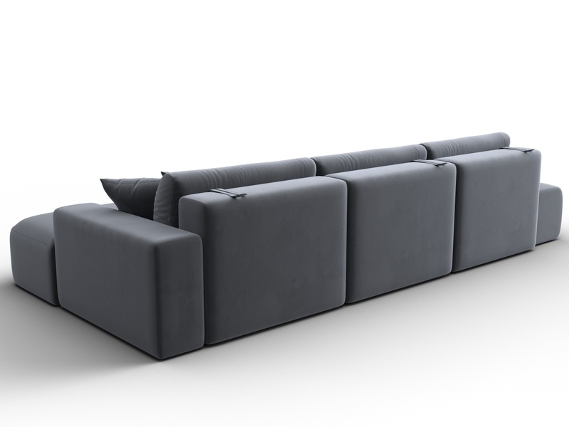 Диван угловой Лига-036 НПБ Модерн Лонг правый угол, Велюр, SEVEN 17 серый