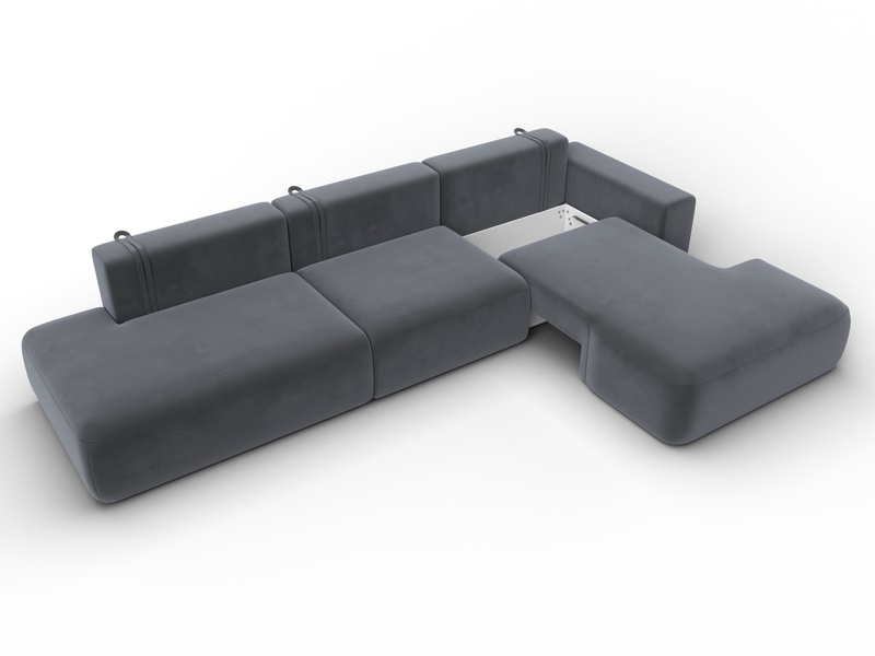 Диван угловой Лига-036 НПБ Модерн Лонг правый угол, Велюр, SEVEN 17 серый