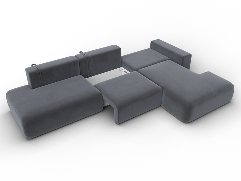 Диван угловой Лига-036 НПБ Модерн Лонг правый угол, Велюр, SEVEN 17 серый