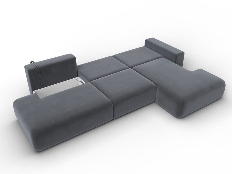 Диван угловой Лига-036 НПБ Модерн Лонг правый угол, Велюр, SEVEN 17 серый