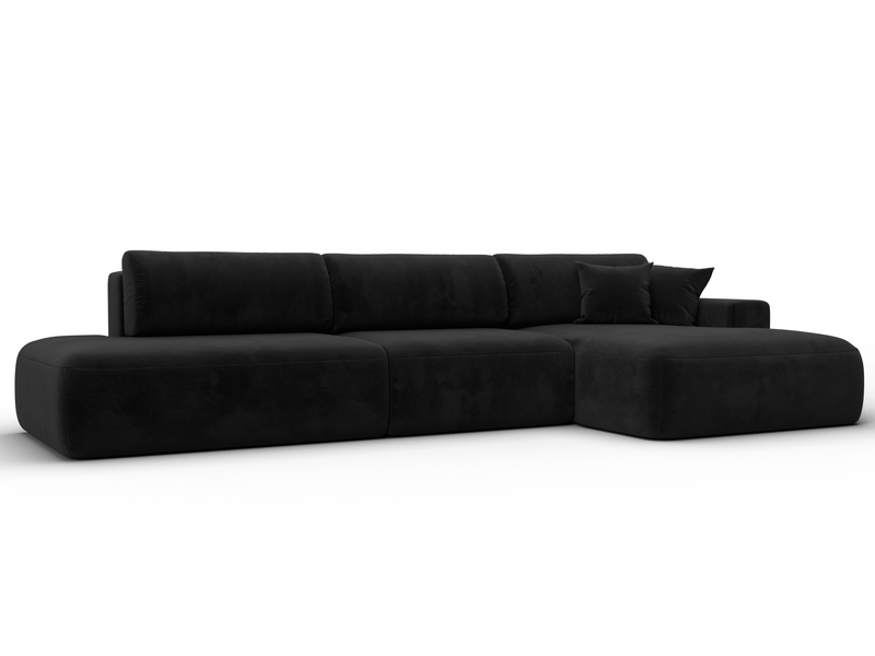 Диван угловой Лига-036 НПБ Модерн Лонг правый угол, Велюр, SEVEN 35 черный