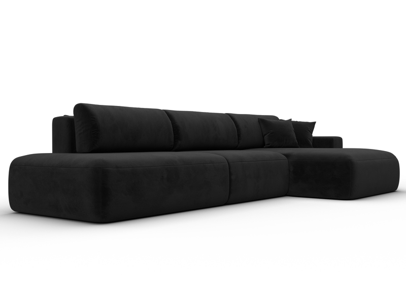 Диван угловой Лига-036 НПБ Модерн Лонг правый угол, Велюр, SEVEN 35 черный