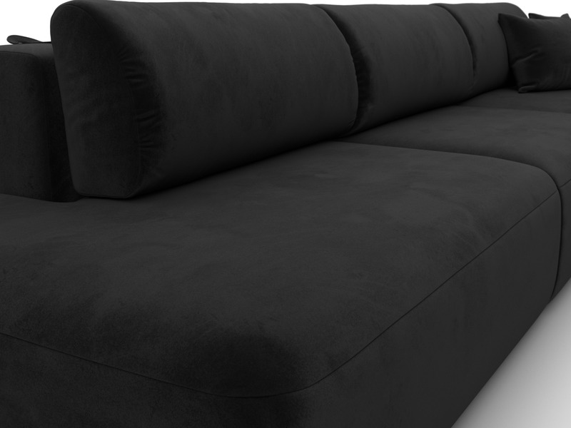Диван угловой Лига-036 НПБ Модерн Лонг правый угол, Велюр, SEVEN 35 черный