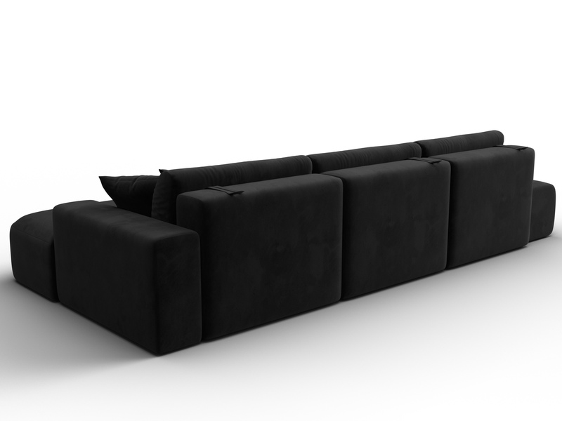 Диван угловой Лига-036 НПБ Модерн Лонг правый угол, Велюр, SEVEN 35 черный