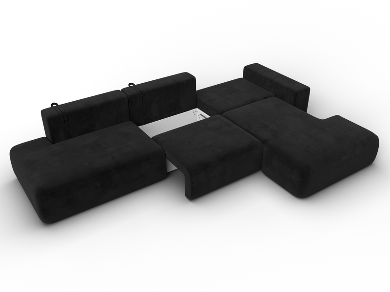Диван угловой Лига-036 НПБ Модерн Лонг правый угол, Велюр, SEVEN 35 черный