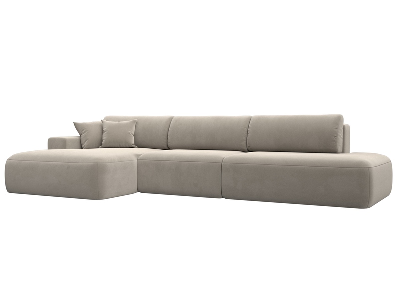 Диван угловой Лига-036 НПБ Модерн Лонг левый угол, Микровельвет, Бежевый