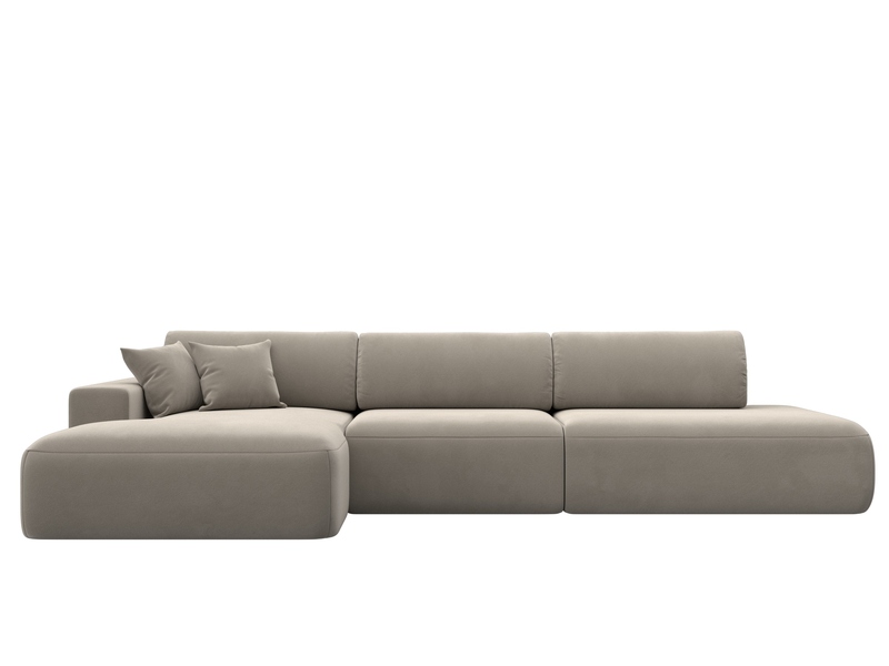 Диван угловой Лига-036 НПБ Модерн Лонг левый угол, Микровельвет, Бежевый