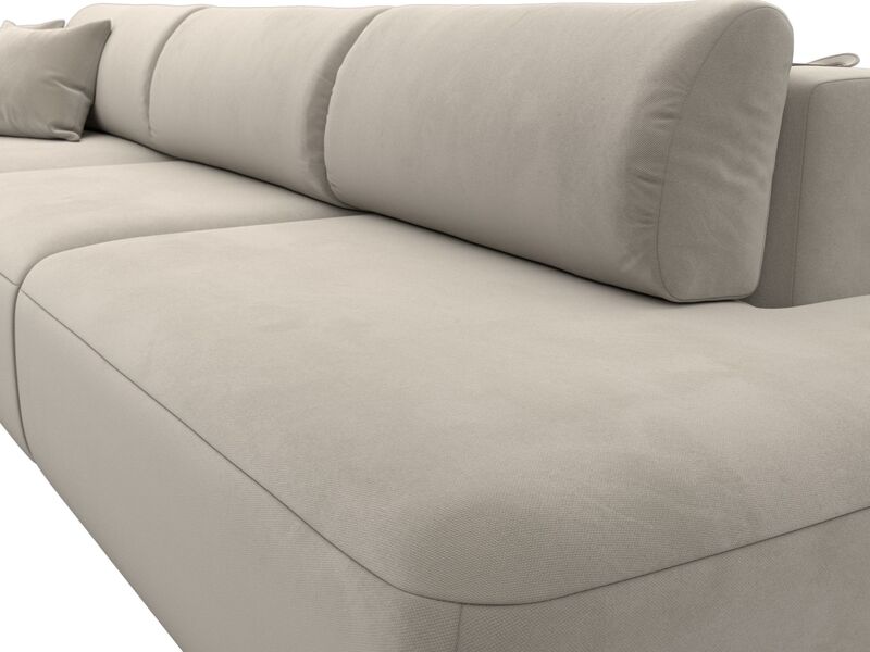 Диван угловой Лига-036 НПБ Модерн Лонг левый угол, Микровельвет, Бежевый