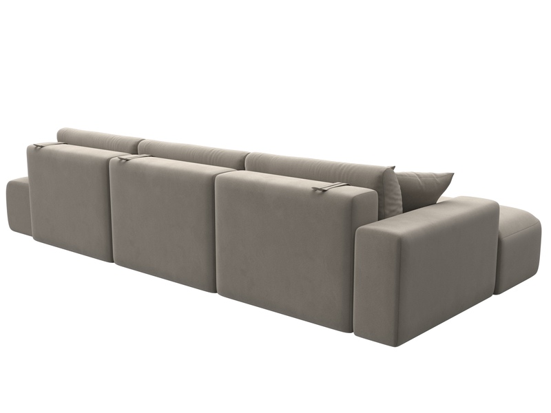 Диван угловой Лига-036 НПБ Модерн Лонг левый угол, Микровельвет, Бежевый