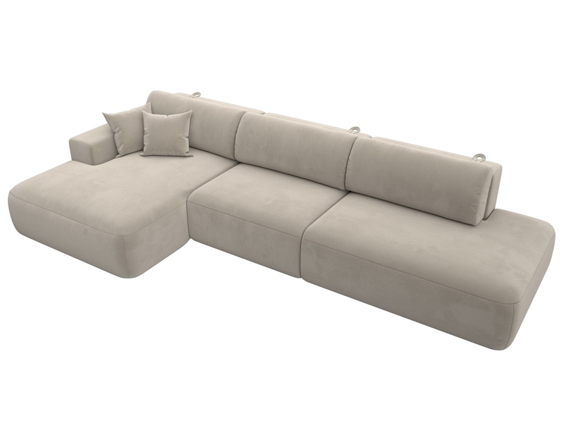 Диван угловой Лига-036 НПБ Модерн Лонг левый угол, Микровельвет, Бежевый