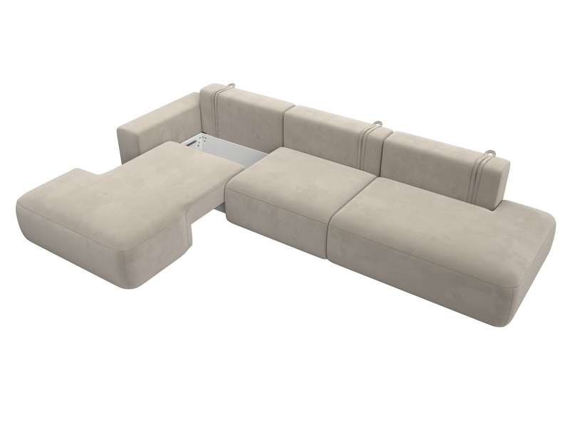 Диван угловой Лига-036 НПБ Модерн Лонг левый угол, Микровельвет, Бежевый