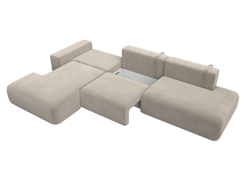 Диван угловой Лига-036 НПБ Модерн Лонг левый угол, Микровельвет, Бежевый