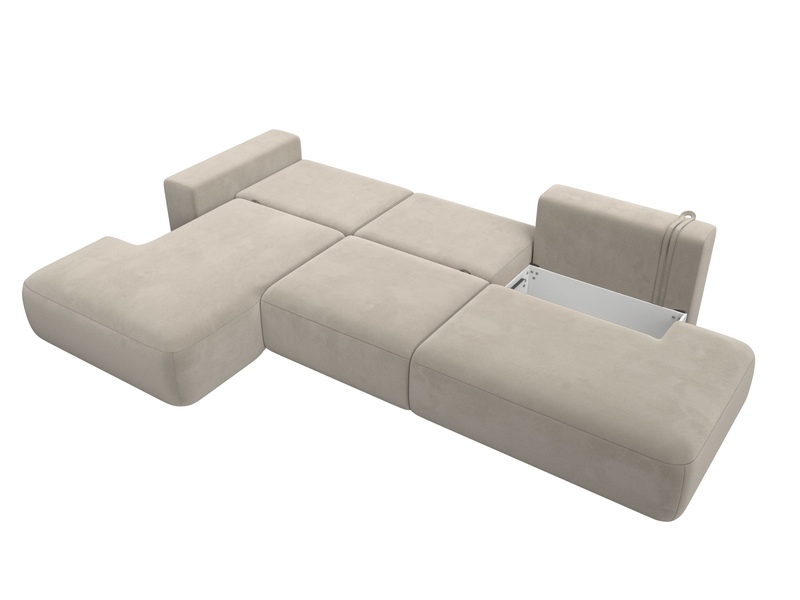 Диван угловой Лига-036 НПБ Модерн Лонг левый угол, Микровельвет, Бежевый