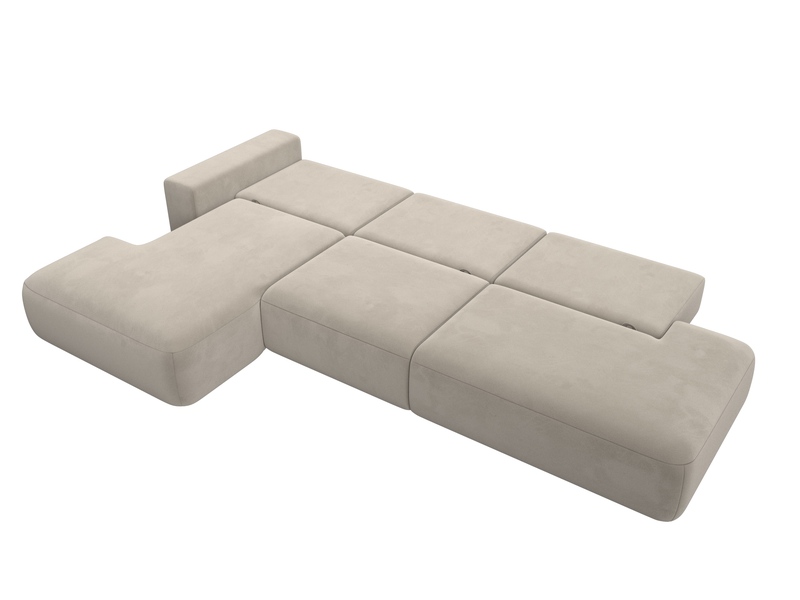 Диван угловой Лига-036 НПБ Модерн Лонг левый угол, Микровельвет, Бежевый