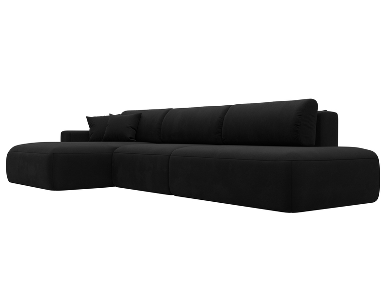 Диван угловой Лига-036 НПБ Модерн Лонг левый угол, Микровельвет, Черный