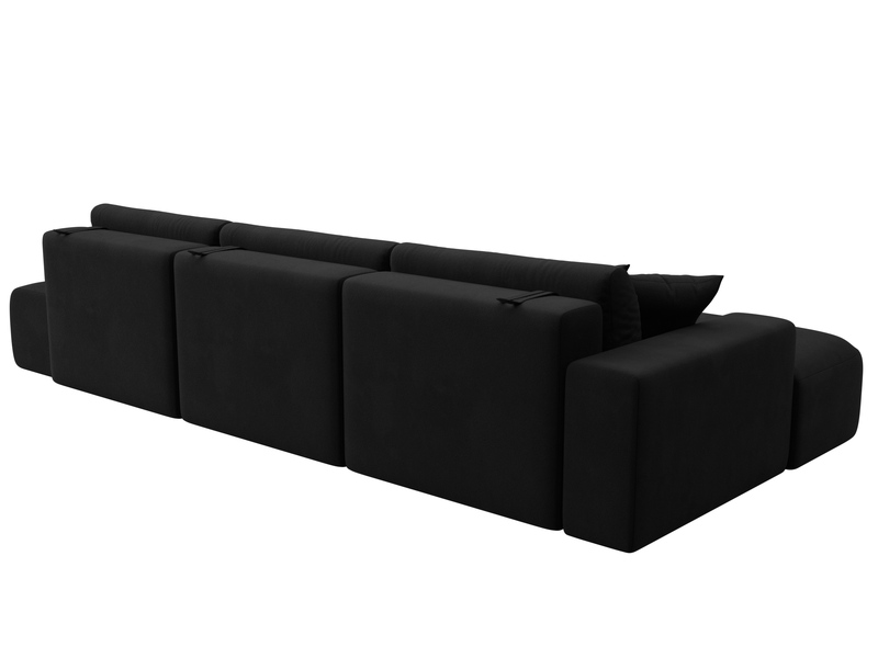 Диван угловой Лига-036 НПБ Модерн Лонг левый угол, Микровельвет, Черный