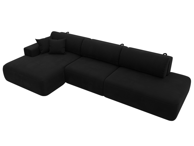 Диван угловой Лига-036 НПБ Модерн Лонг левый угол, Микровельвет, Черный