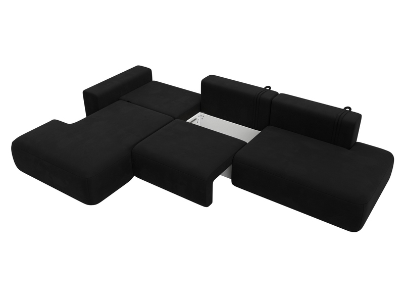 Диван угловой Лига-036 НПБ Модерн Лонг левый угол, Микровельвет, Черный