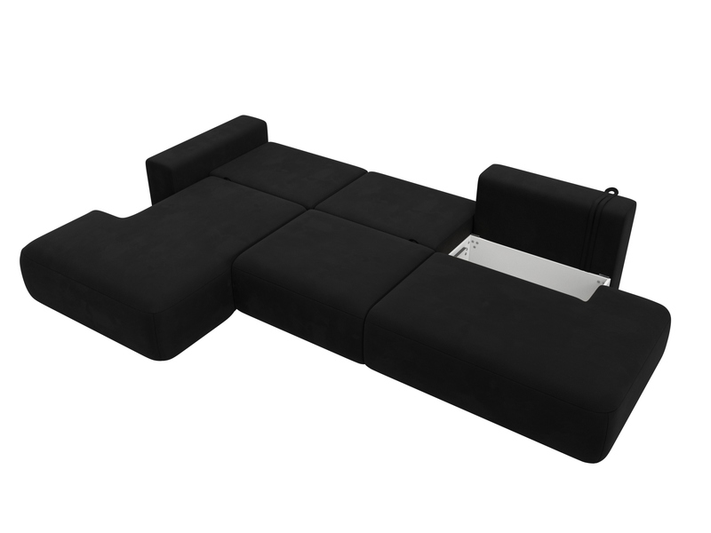 Диван угловой Лига-036 НПБ Модерн Лонг левый угол, Микровельвет, Черный