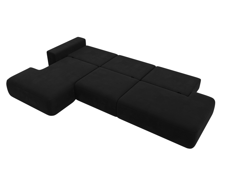 Диван угловой Лига-036 НПБ Модерн Лонг левый угол, Микровельвет, Черный