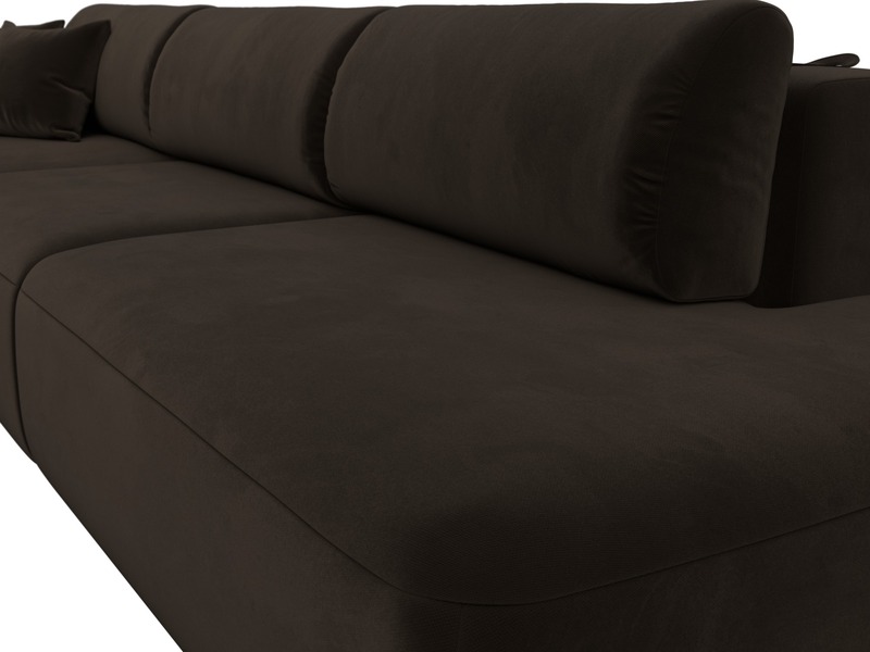 Диван угловой Лига-036 НПБ Модерн Лонг левый угол, Микровельвет, Коричневый