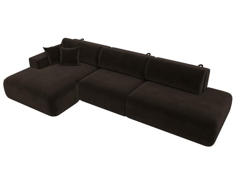 Диван угловой Лига-036 НПБ Модерн Лонг левый угол, Микровельвет, Коричневый