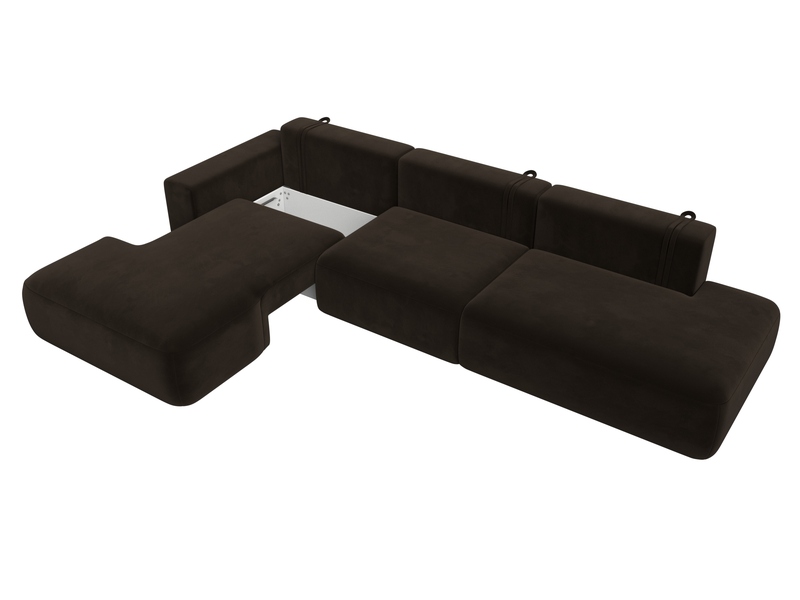 Диван угловой Лига-036 НПБ Модерн Лонг левый угол, Микровельвет, Коричневый