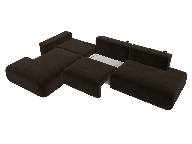 Диван угловой Лига-036 НПБ Модерн Лонг левый угол, Микровельвет, Коричневый