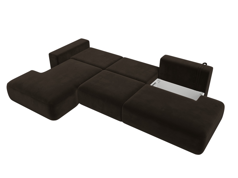 Диван угловой Лига-036 НПБ Модерн Лонг левый угол, Микровельвет, Коричневый