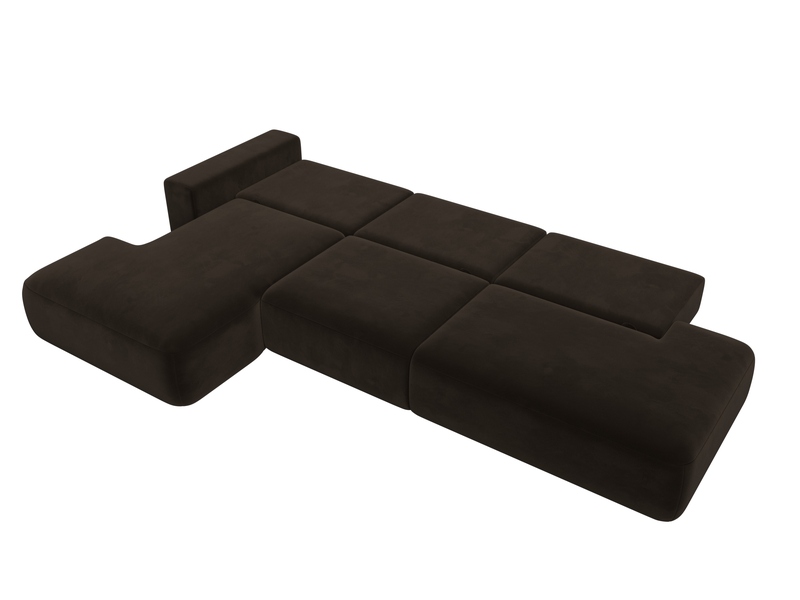 Диван угловой Лига-036 НПБ Модерн Лонг левый угол, Микровельвет, Коричневый