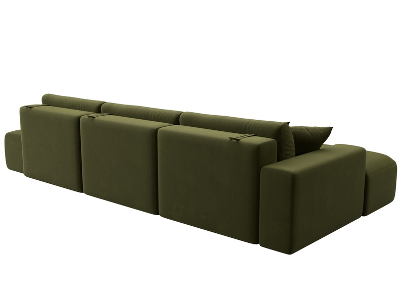 Диван угловой Лига-036 НПБ Модерн Лонг левый угол, Микровельвет, Зеленый