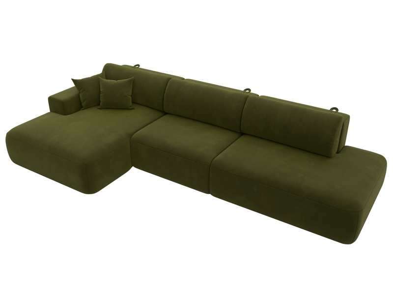 Диван угловой Лига-036 НПБ Модерн Лонг левый угол, Микровельвет, Зеленый