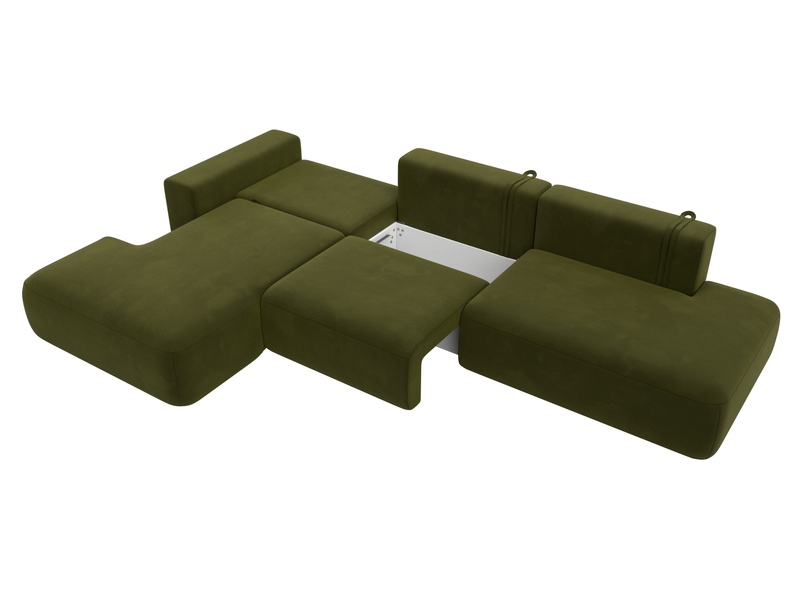 Диван угловой Лига-036 НПБ Модерн Лонг левый угол, Микровельвет, Зеленый