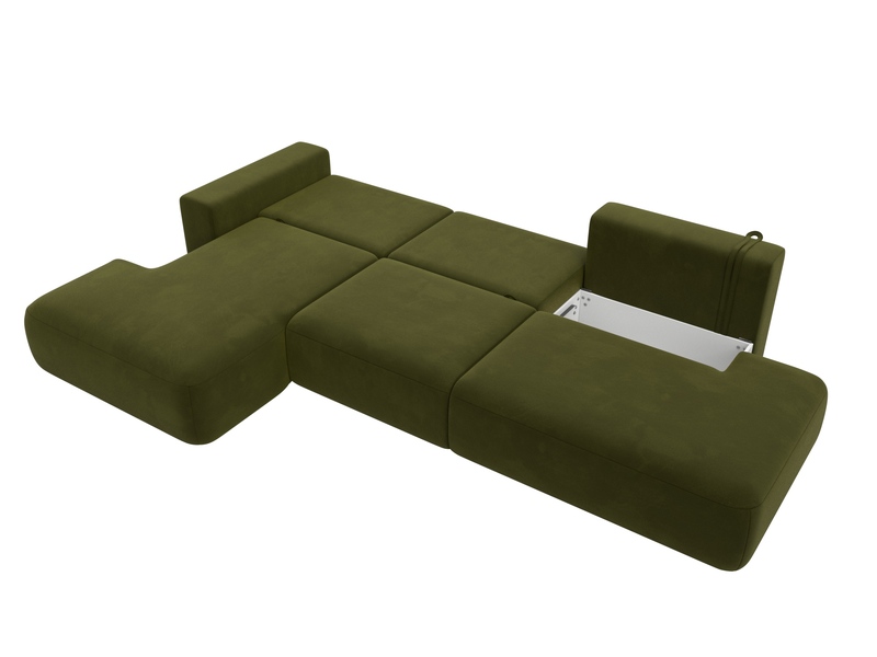 Диван угловой Лига-036 НПБ Модерн Лонг левый угол, Микровельвет, Зеленый