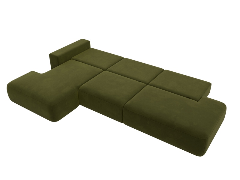 Диван угловой Лига-036 НПБ Модерн Лонг левый угол, Микровельвет, Зеленый