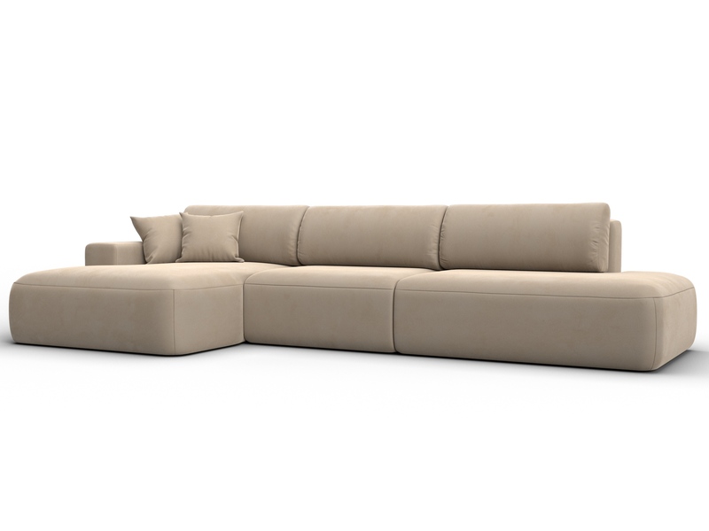 Диван угловой Лига-036 НПБ Модерн Лонг левый угол, Велюр, SEVEN 729 бежевый