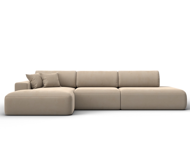 Диван угловой Лига-036 НПБ Модерн Лонг левый угол, Велюр, SEVEN 729 бежевый