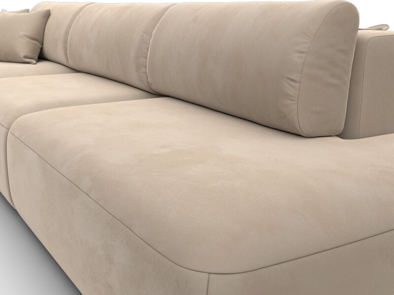 Диван угловой Лига-036 НПБ Модерн Лонг левый угол, Велюр, SEVEN 729 бежевый