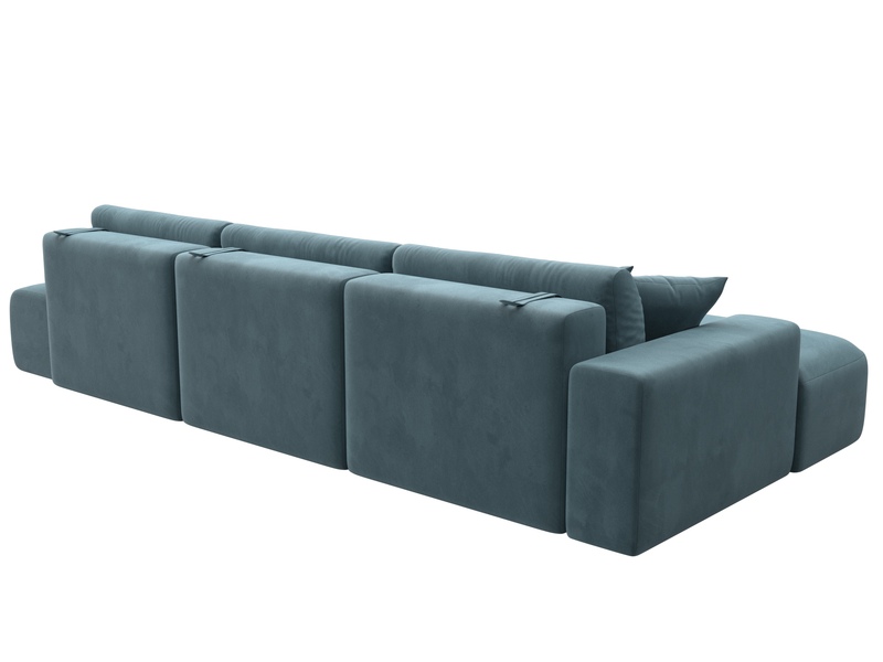 Диван угловой Лига-036 НПБ Модерн Лонг левый угол, Велюр, SEVEN 113 бирюзовый