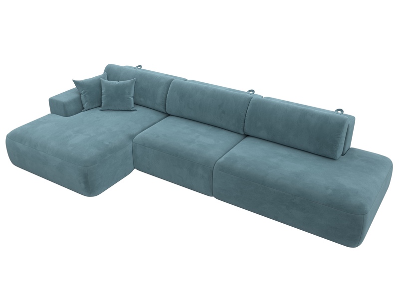 Диван угловой Лига-036 НПБ Модерн Лонг левый угол, Велюр, SEVEN 113 бирюзовый