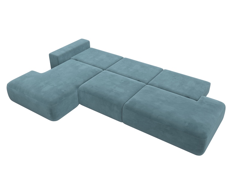 Диван угловой Лига-036 НПБ Модерн Лонг левый угол, Велюр, SEVEN 113 бирюзовый